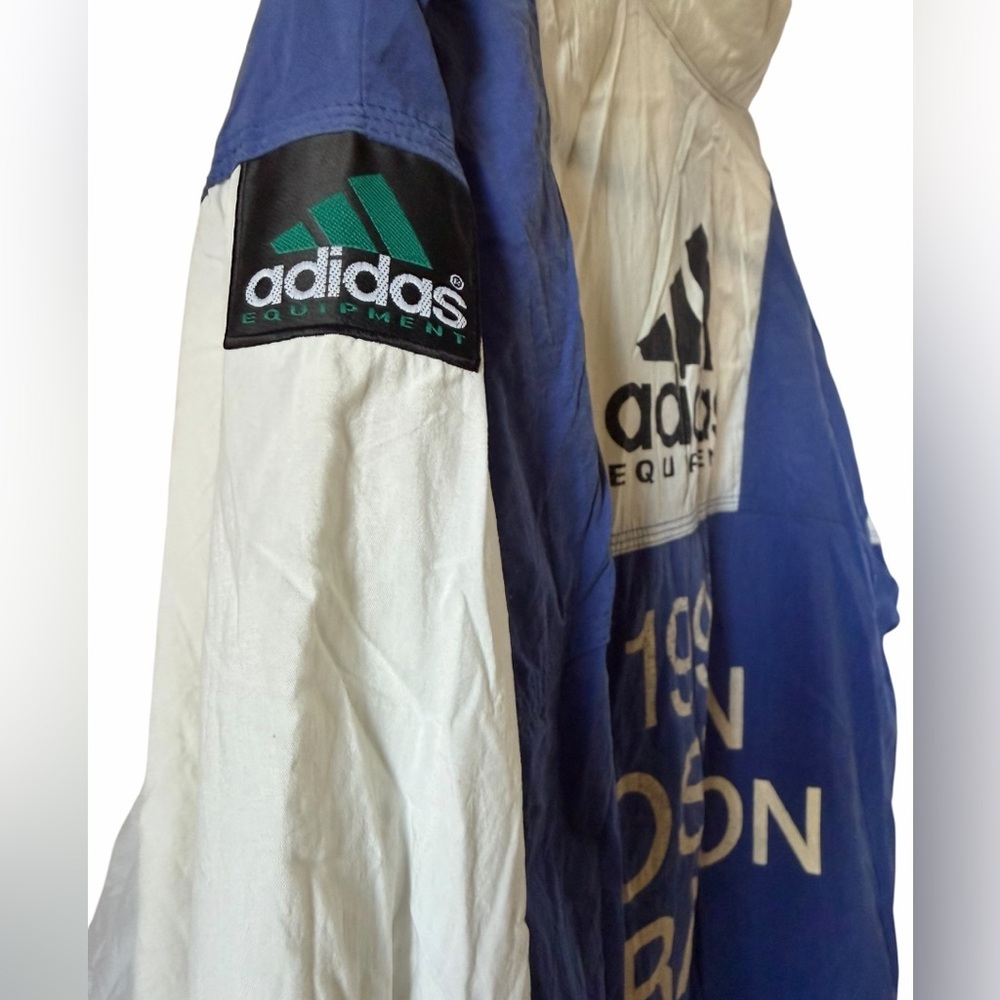 Vintage adidas 1995 Boston Marathon Colorblock Windbreaker - Blue & White - Picture 6 of 11